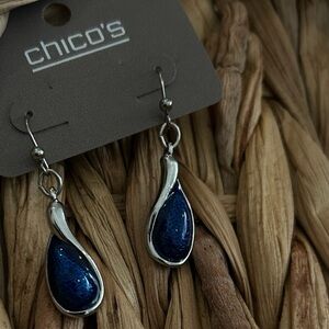 Chico's stunning Blue and Silver Drop Earrings BNWT